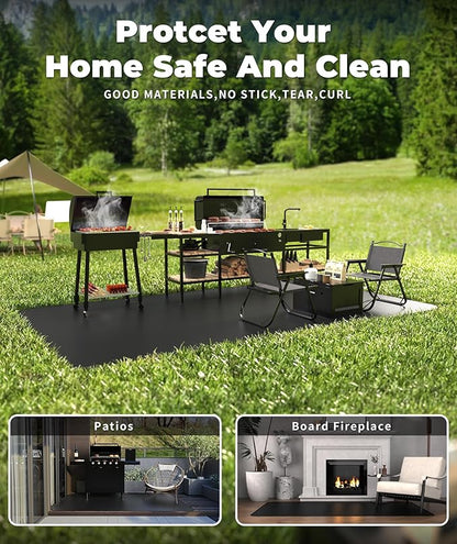 Large 60 * 40" BBQ mat for Under Grill,Double-Sided Silicone Grill mat for Outdoor Grill Deck Protector, Indoor Fireplace Mat/Fire Pit Mat (60 * 40")
