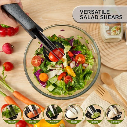 Salad Scissors with Double Blades, Lettuce Chopper for Chopped Salad, Black