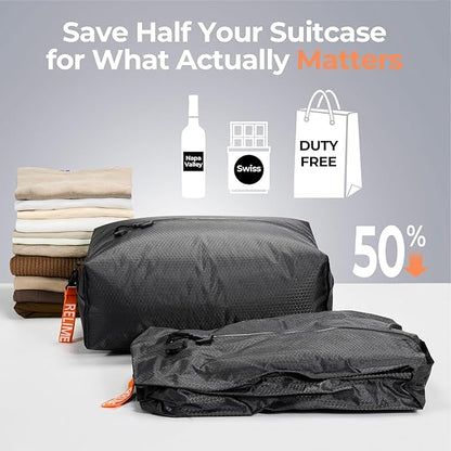 Classic Series Vacuum Bags for Travel Luggage with Wireless Pump, Compression Bags for Carry On Suitcases and Backpack, Vacuum Seal Packing cube for Cloth Packing ((2PC + PUMP Gray & Green)
