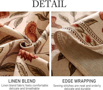 ISAENNE Designer French Table Cloth for Rectangle Table,Linen Orange Floral Pattern Indoor Tablecloth,Wrinkle Resistant Decor Table Cloth for Dining Thanksgiving Kitchen,55"*79"-Alvarado D