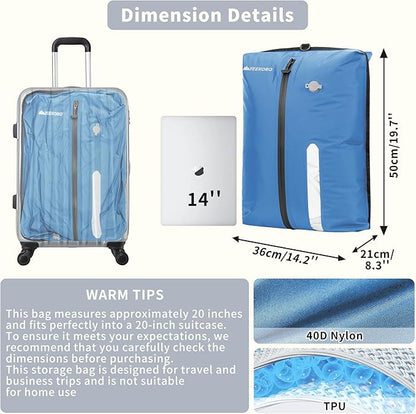 Vacuum Bag for Travel, Professional IPX8 Waterproof Reusable Vacuum Compression Bags for Travel Suitcases, Durable Space Saver Bag(2 PACK,With Pump)