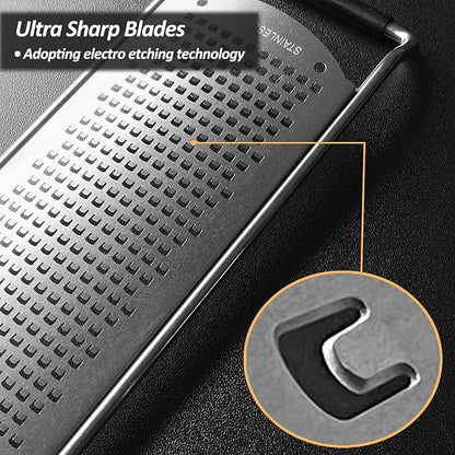 Professional Zester Grater Fine for Hard Cheese, Citrus Fruits, Garlic, Chili, Cinnamon and Nutmeg, Kitchen grater with Razor-Sharp Stainless Steel Blade (Fine)