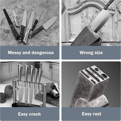 Knife Block Without Knives, Cookit Universal Round Knife Block Only, Detachable Knife Holder for Easy Cleaning, Space Saver Knife Storage Holder with Scissors Slot, Black
