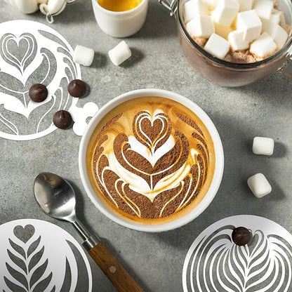 Mandala Cookie Coffee Stencils - 25 Pcs Mandala Latte Art Cookie Stencils for Coffee Cake Bread Decor, Reusable Bread Template for Sourdough Decoration Tools Baking Stencil