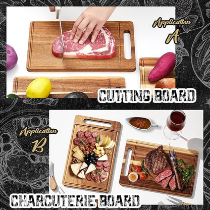 Nuenen 30 Pcs Bulk Wood Cutting Board with Handle 12 x 7.8 Inch Acacia Bamboo Wooden Kitchen Serving Chopping Boards for Pizza, Bread, Charcuterie, Fruit, Vegetables (Acacia)