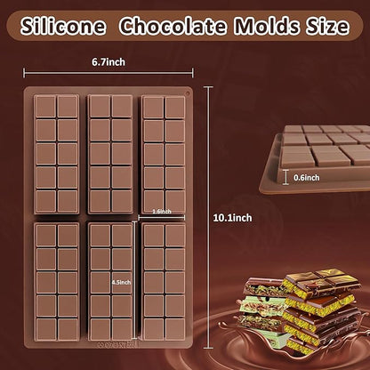 Silicone Chocolate Bar Mold - Non-Stick Durable Deep Dubai Chocolate Molds for Candy Bars, Dubai Pistachio, Energy & Protein Bars (10 Snap), Dishwasher Safe