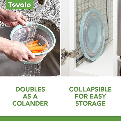 Tovolo Microwave Plate Cover Small in Blue Haze Collapsible Vented Silicone Microwave Splatter Cover, Dishwasher Safe 8 Inch Plate Cover BPA Free Food Guard