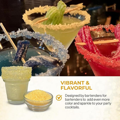 Snowy River Gold, Cocktail & Margarita Sugar Rimmer - Vibrant Naturally Colored Sugar for Cocktail Rimming, Baking & Decorating, Medium Crystal - 16oz
