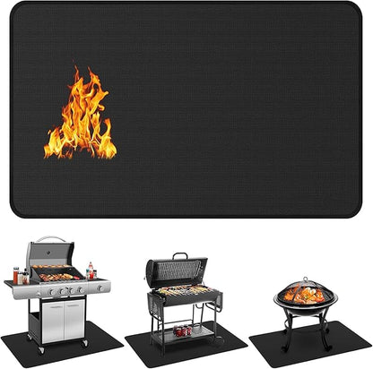 90 x 48 inch Under Grill Mats for Outdoor Grill, Double-Sided Fireproof Deck and Patio Protector Mat, Waterproof Oil-Proof BBQ Floor Pad Indoor Fire Pit Fireplace Mat