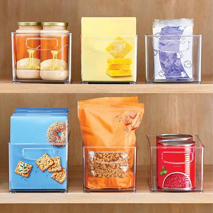 iDesign Stackable Pantry Bins, 2 Small, 2 Medium, and 2 Large Bins, 6 Pack, Clear, Made in USA