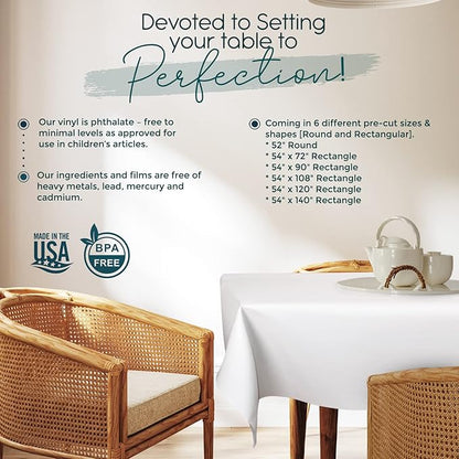 Quality Table Pad Protector, Superior Protection from Spills, Scratches & Heat - Reusable Vinyl Table Cloth with Cushion Flannel Backing (120" L x 54" W)