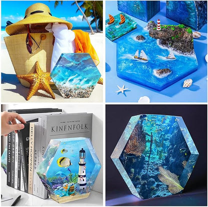 Large Silicone Molds for Resin, Actvty Large Resin Molds, 9 Inch Upgraded Hexagon Silicone Molds for Flowers Preservation, DIY Wedding, Valentine, Anniversary and Home Decors