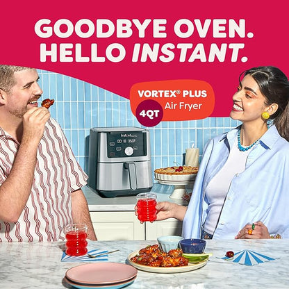 Instant Pot 4QT Vortex Plus 6-in-1 Mini Air Fryer, Custom Program Options, Crisps, Broils, Roasts, Dehydrates, Bakes, Reheats, 100+ In-App Recipes, Stainless Steel,4 Quarts