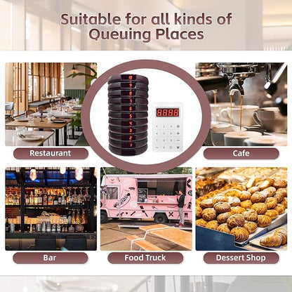 Pagers for Restaurants 20 Coaster Beeper, Restaurant Pager System Long Range, Customer Queue Pagers Set with Vibration, Flashing and Buzzer, Beepers for Food Truck, Church, Nursery
