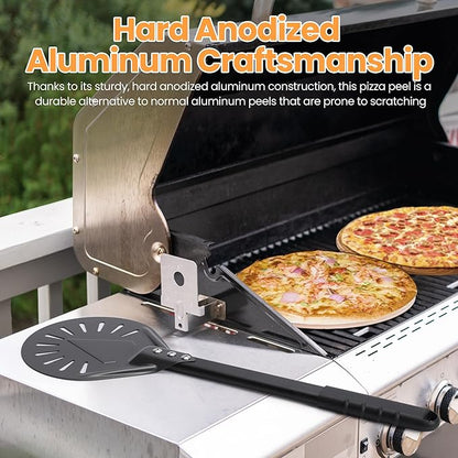 9” Pizza Turning Peel - Pizza Turner - Restaurant-Grade Aluminum Perforated Pizza Peel Lightweight Metal Outdoor Pizza Oven Accessories