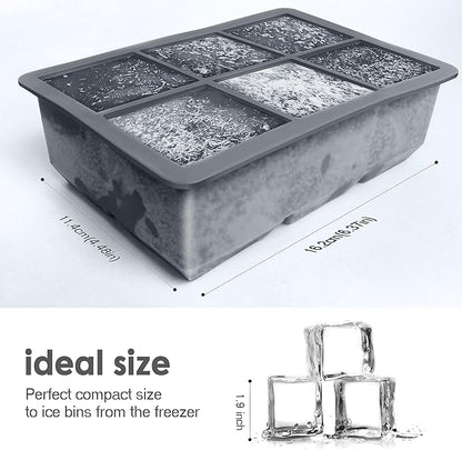 Silicone Ice Cube Trays 3 Pack - Large Size Silicone Ice Cube Molds with Leak Proof Removable Lid Square Ice Cube Tray And BPA Free for Cocktail,Whiskey, Stackable Flexible Ice