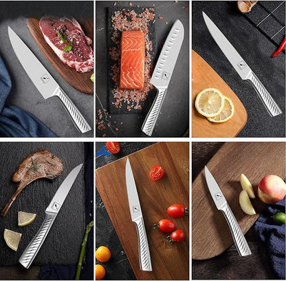 imarku® Knife Set,14-Piece Knife Sets for kitchen with block,Premium One-Piece Kitchen Knife Set with Sharpener,High Carbon Stainless Steel Knives Set for Kitchen,Dishwasher Safe,Black