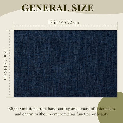 KXN Placemats Set of 4, Dual-Layer Thickened Faux Linen Table Mats, Heat Resistant & Wrinkle-Free, Machine Washable Cloth Place Mats for Kitchen Dining Indoor Outdoor (Navy Blue)