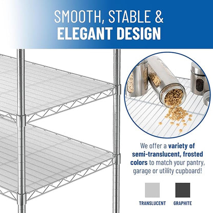 Sterling Shelf Liners for Wire Shelf System: Set of 5 in Graphite: 14 x 30 inch: Plastic Wire Shelving Mats