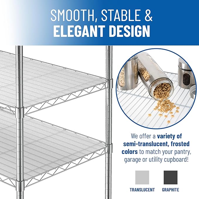 Sterling Shelf Liners Wire Rack Covers: Long-Lasting Shelf Liner Cover for Wire Shelving: Premium Cover Mats for Shelves in Pantry, Closet, etc: 18x36 Inch: Graphite, Set of 4