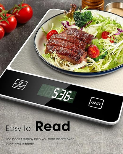 Mik-Nana Food Scale, 22lb/10kg Digital Kitchen Scale Weight Grams and Oz for Baking Cooking Coffee Meal Prep Package Postage, 6 Units with Tare Function, 1g/0.04oz Precise Graduation (White)