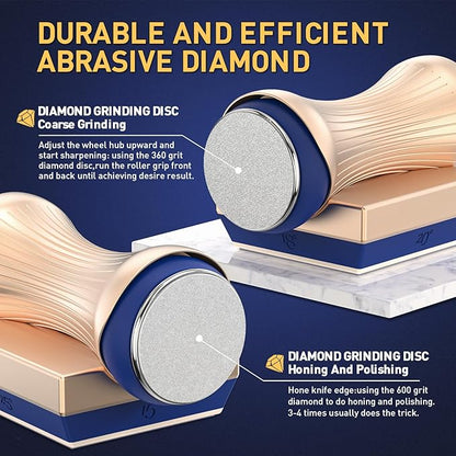 Homly Rolling Knife Sharpener, Knife Sharpening with Industry Diamonds for Steel of any hardness, Made Easy Knife Sharpener Kit for Kitchen Knives, Offers 15 & 18 & 20 & 25 Degree Sharpening