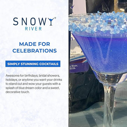 Snowy River Blue Dream, Cocktail & Margarita Sugar Rimmer - Vibrant Naturally Colored Sugar for Cocktail Rimming, Baking & Decorating, Medium Crystal - 80oz