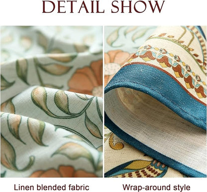 patdrea Designer French Linen Blue Tablecloth for Rectangle Table,Vintage Floral Table Cloth,Colorful Decoration Fall Cover Kitchen Dining for Thanksgiving,Tea Party,Christmas,63"x102"-Wensel