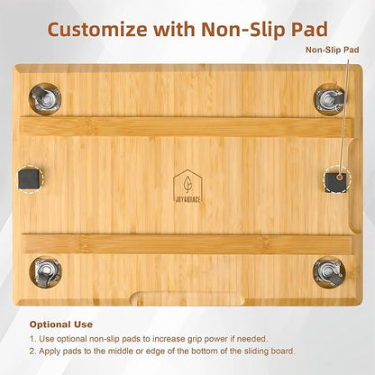 Joy&Grace Appliance Slider for Kitchen Appliances 360° Rolling Sliding Tray for Coffee Maker Countertop, Bamboo Coffee Pot Slider Rolling Tray (Natural, Large 16"x13")