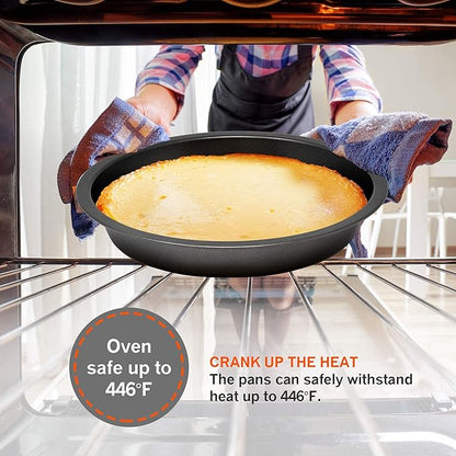 Perlli Baking Pan 10 Piece Set Nonstick Carbon Steel Gray Oven Bakeware Kitchen Set, 2 Cookie Sheets, 2 Round Cake Pans, Square Pan, Roasting Pan, Loaf Pan, Crisp Pan, Pizza Crisper, & Muffin Pan
