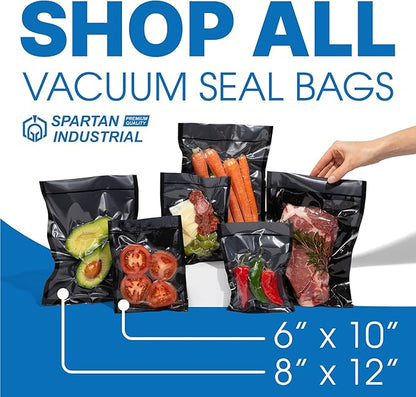 Spartan Industrial 8" X 12" Vacuum Seal Bags - 100 Count BPA-Free Food Storage Bags for Marinating, Freezing, Sous Vide Cooking