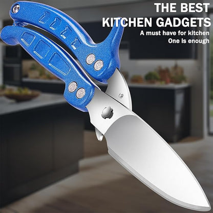 Kitchen Shears Heavy Duty Poultry Shears Meat Cutting Dishwasher Safe and Stainless Food Kitchen Scissors for Chicken Turkey Thanksgiving,Blue