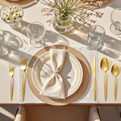 KINGSTONE Silverware Set, 40-Piece Flatware Set Cutlery Set Premium 18/10 Stainless Steel, Tableware Include Forks Knives Spoons for Home Kitchen Restaurant Wedding, Dishwasher Safe, Gold