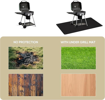 Large 80 x 48 Inch Under Grill Mats for Outdoor Grill, Double-Sided Fireproof Grill Pad, Waterproof, Oil-Proof, Indoor Fireplace/Fire Pit Mat, Easy-Clean BBQ/Grill Floor Mat for Deck & Lawn