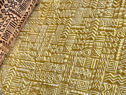 TRIBAL Embossing Rolling Pin. Laser Engraved Dough Roller for Embossed Cookies or Pottery by Algis Crafts