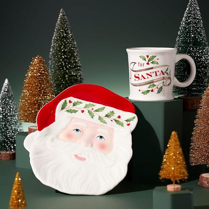Lenox 895042 Holiday 2-Piece Cookies For Santa Set, Red & Green, Christmas Hosting