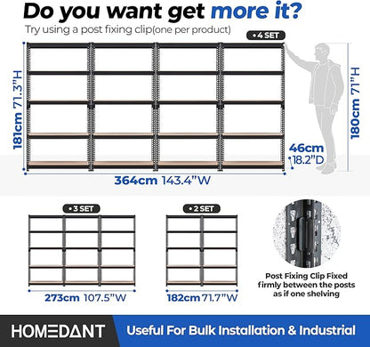 HOMEDANT 5 Tier Laminated Boltless Metal Shelving Unit Adjustable Garage Storage Utility Rack Heavy Duty Shelves Organization Multipurpose Shelf Warehouse Pantry Shed 35.9" W x 18.2" D x 71.3" H 3Pack