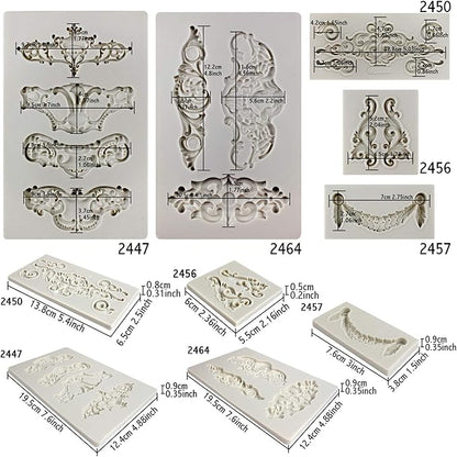 Crown Baroque Style Ornament Silicone Molds 5-count Art Decor Filigree Scrollworks