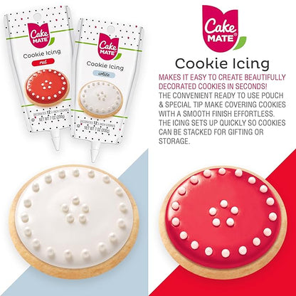 Cake Mate Cookie Dessert Decorating Kit – Red & White Cookie Icing, Red & Pink Sanding Sugar, Nonpareil Sprinkles – Perfect for Birthday Parties, Gender Reveals, Valentine's Day, and More