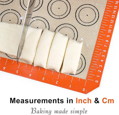 Silicone Baking Mat - Best German Silicone - Non Slip Silicone Baking Sheet, Non Stick Reusable Silicone Mats For Baking, Oven Liner, Counter Mat, 2 Half Sheets Macaron Baking Mats