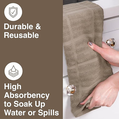 All-Clad Solid Kitchen Towel: Highly Absorbent, Super Soft Long Lasting - 100% Cotton, 17"x30" Tea Towel for Cleaning & Drying Dishes, Pans, Glassware, or Countertops, (1-Pack), Mushroom