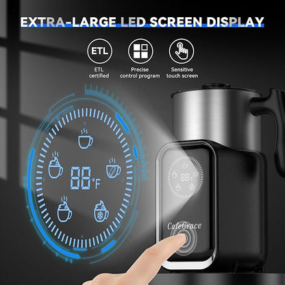 5-in-1 Milk Frother and Steamer, 21 oz Split Milk Frother, Removable Automatic Electric Milk Frother Dishwasher Safe, for Latte, Cappuccino, Hot and Cold Milk Froth, Chocolate Milk
