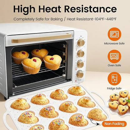 Premium Silicone Heart-Shaped Baking Mold with Metal Reinforced Frame – 1 Pack Non-Stick Cupcake & Muffin Pan for Baking Chocolate, Egg Bites & Brownies – BPA Free, Dishwasher & Oven Safe