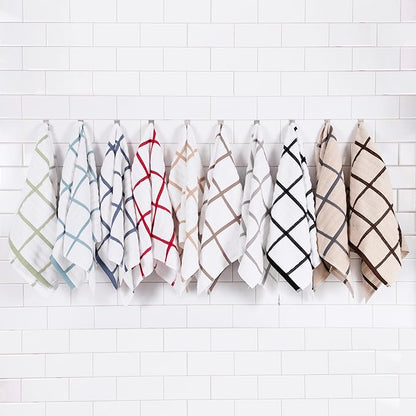 All-Clad Checked Kitchen Towel: Highly Absorbent, Super Soft Long Lasting - 100% Cotton, 17"x30" Tea Towel for Cleaning & Drying Dishes, Pans, Glassware, or Countertops, (1-Pack), Almond