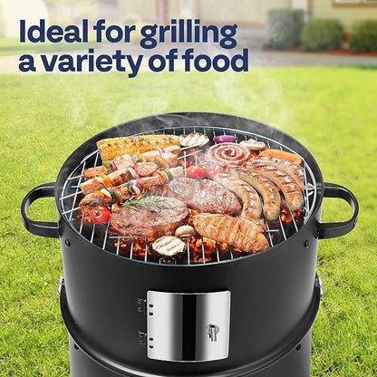 VIVOHOME 3-in-1 Vertical Charcoal Smoker, BBQ Smoker Grill with Built-in Thermometer, Air Vent, and 2 Access Doors, Idea for Parties, Backyard, Barbecues