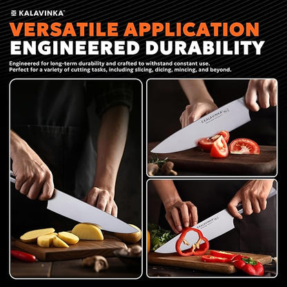 Professional Chef Knife 8", High Carbon Stainless Steel Blade, All-Purpose Kitchen Knife with Gifted Sheath, Summer Cooking (VENDANA)