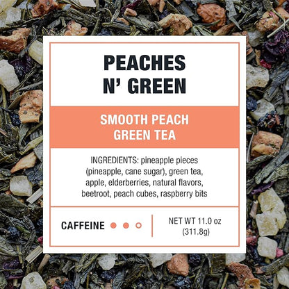 Tiesta Tea - Peaches N' Green Cold Brew, Loose Leaf, Smooth Peach Green Tea, Premium Medium Caffeinated Iced Drink, Cold Brew Packets, Makes 64 oz of Pitcher Per Bag (Pack of 10)