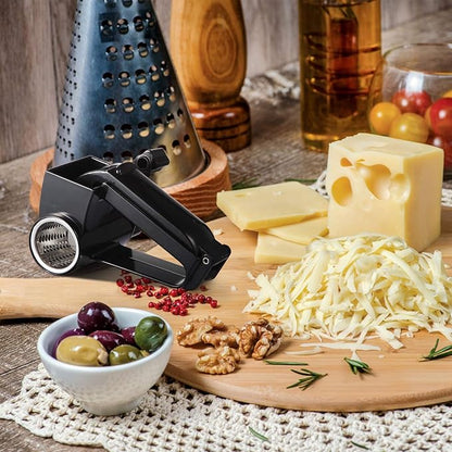 Boao Rotary Cheese Grater Manual Handheld Cheese Grater with Stainless Steel Drum for Grating Hard Chocolate Nuts Kitchen Tool(Black,1 Piece)