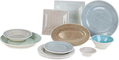 Carlisle FoodService Products Grove Reusable Plastic Plate Square Plate with Rim for Home and Restaurant, Melamine, 10.5 Inches, Buff, (Pack of 12)