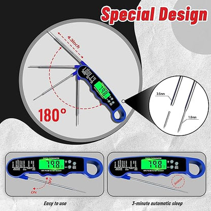 Meat Thermometer Digital, Instant Read Meat Thermometer with Backlight & Magnet for Kitchen, Beef, Grill, Turkey,IP67 Waterproof Cooking Thermometer，Suitable as Stocking Stuffers for Men